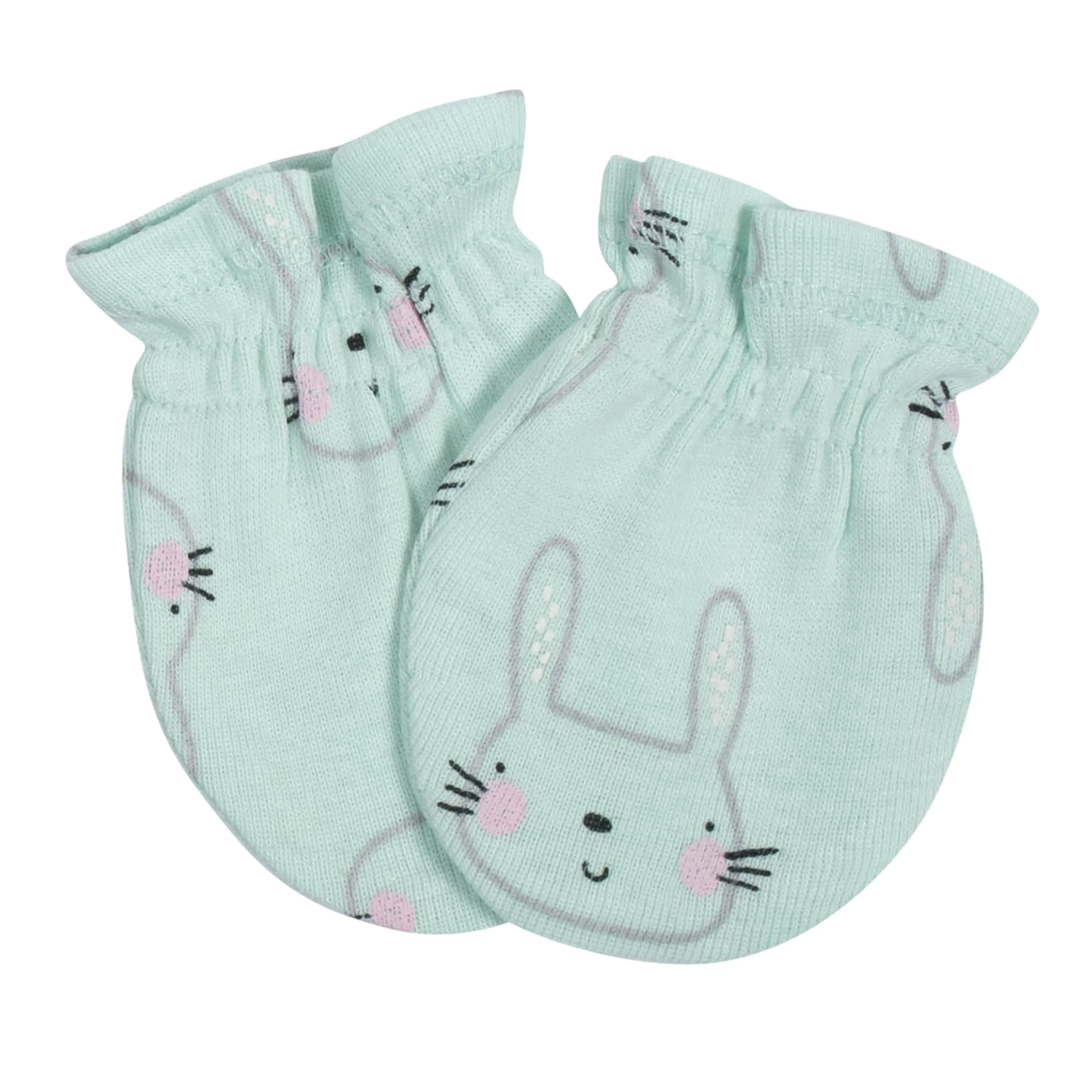 3-Pack Baby Girls Bunny No Scratch Mittens