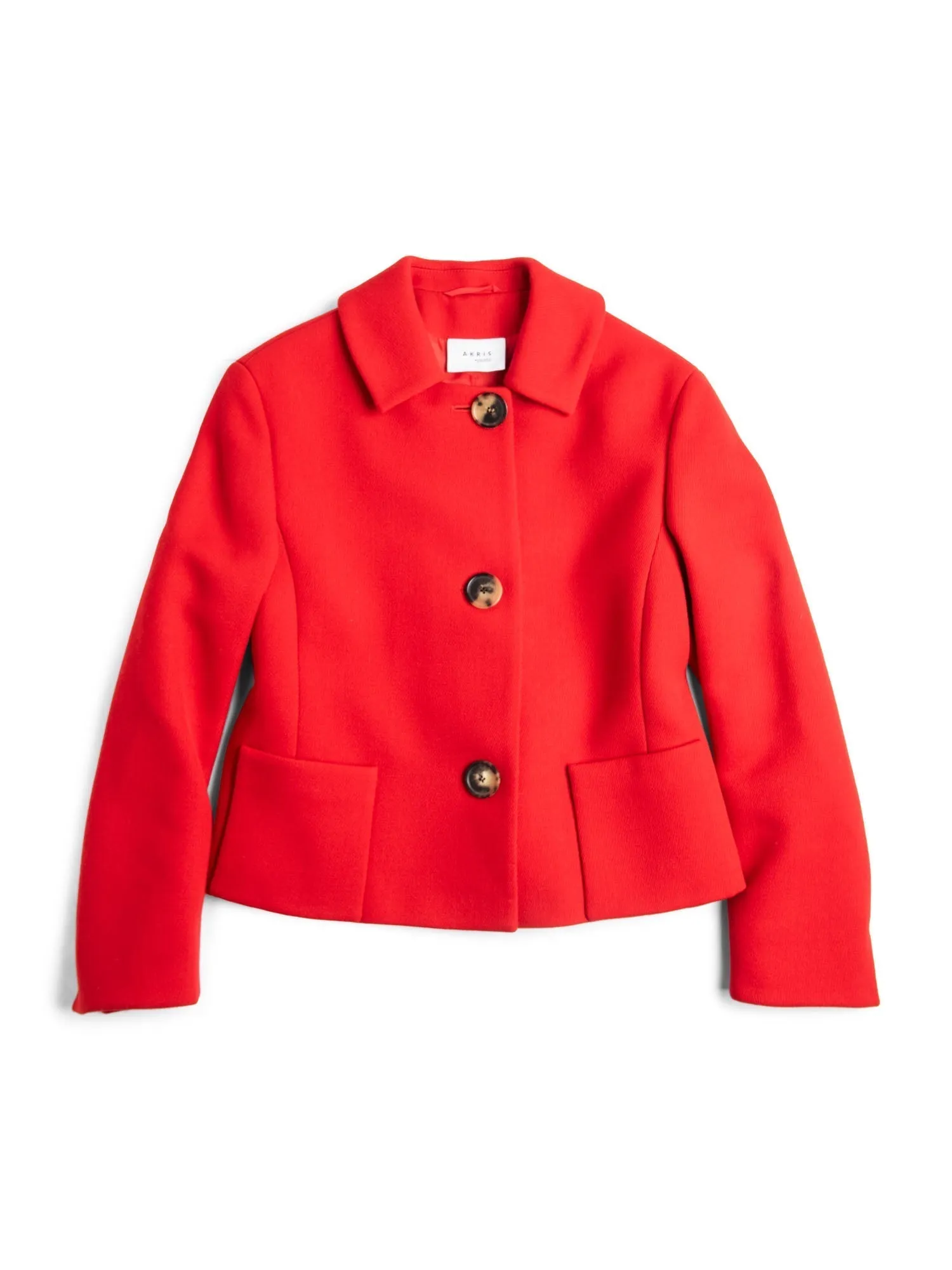 Akris Wool Pleated Cropped Jacket Red