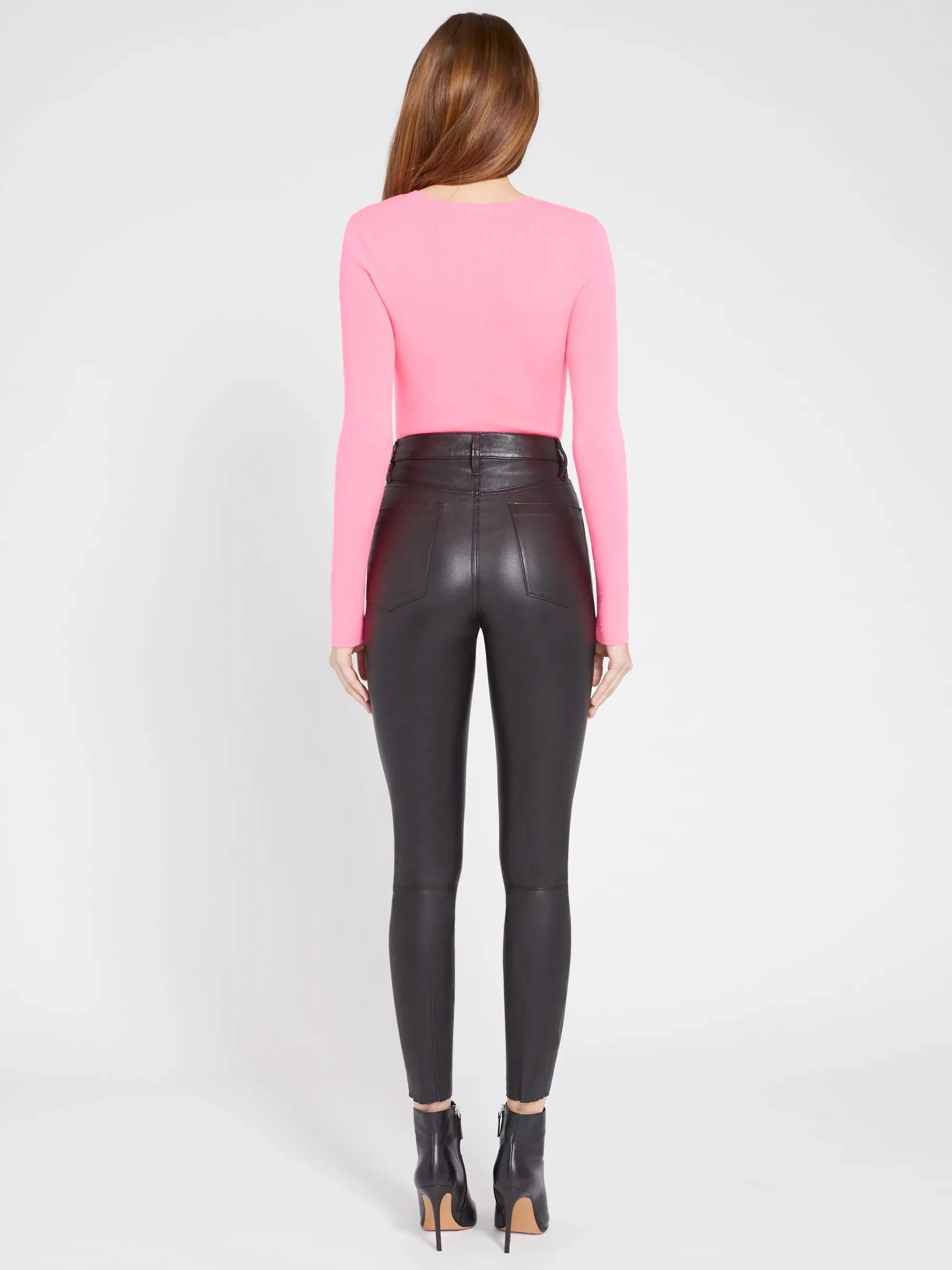 Alice   Olivia - Ciara Longsleeve Cropped Pullover in Neon Pink