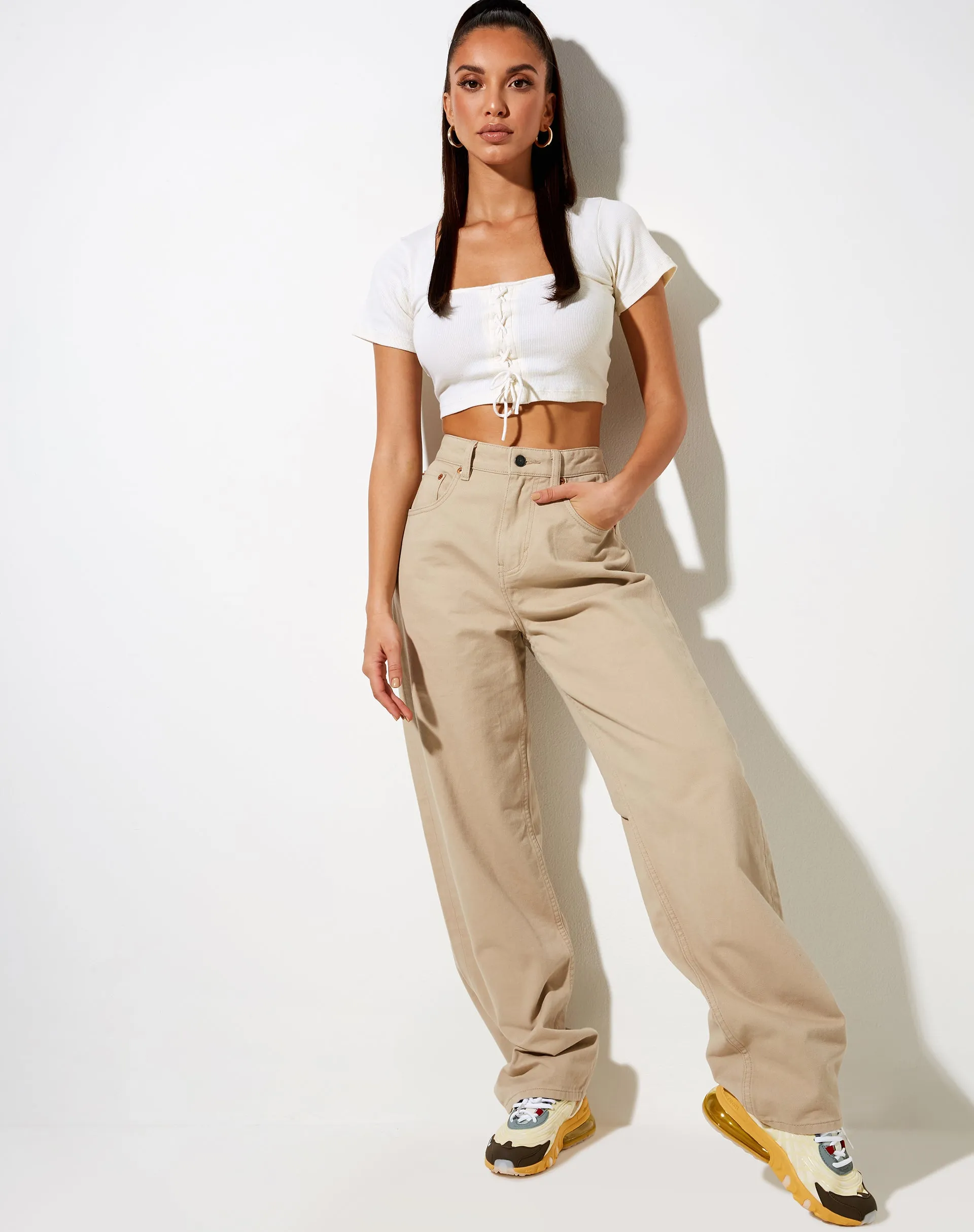 Anjali Crop Top in Rib Ivory