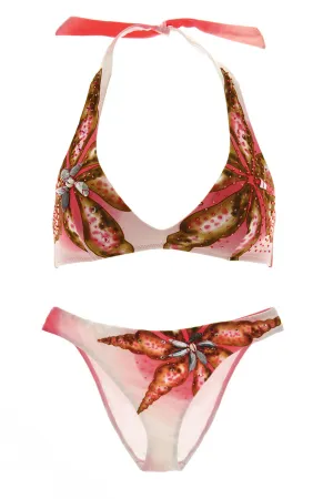 ARGENTOVIVO PINK SHELL Embellished Halter Bikini