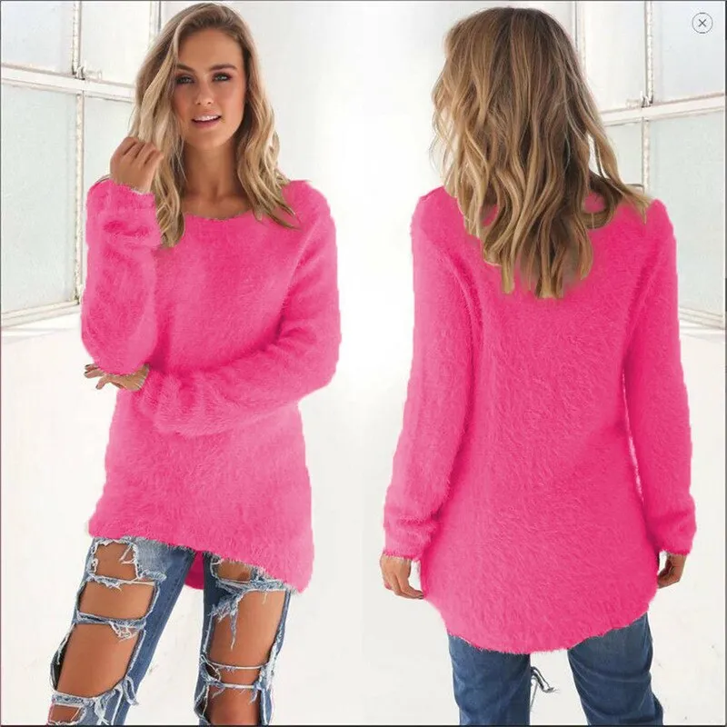 Autumn Winter Sweaters Women 2019 Knitted pink Oversized Sweater Female jumper Fashion Loose Casual Pullover Women Tops KDR87