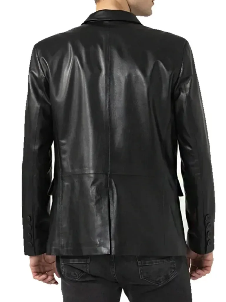 Black Lambskin Leather Blazer