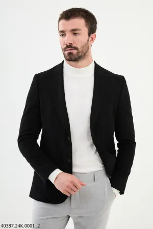 Bojoni Belmonte Slim Fit Black Wool Blazer