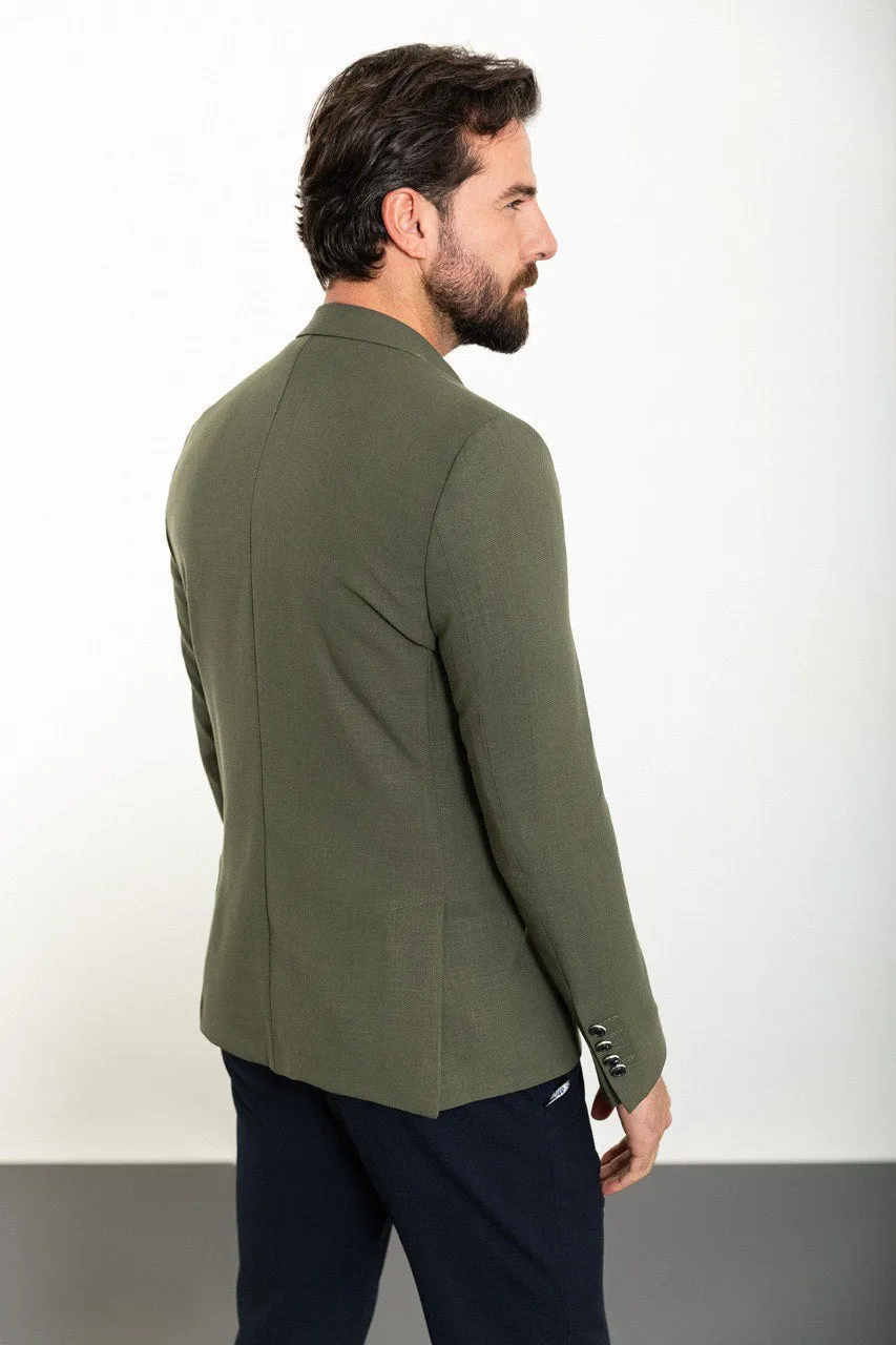 Bojoni Torretta Slim Fit Khaki Double Breasted Blazer