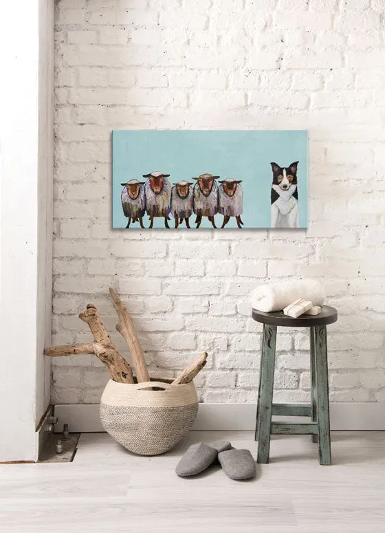 Border Collie and Crew Canvas Wall Art