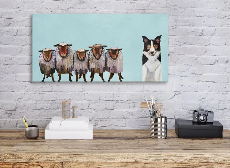 Border Collie and Crew Canvas Wall Art