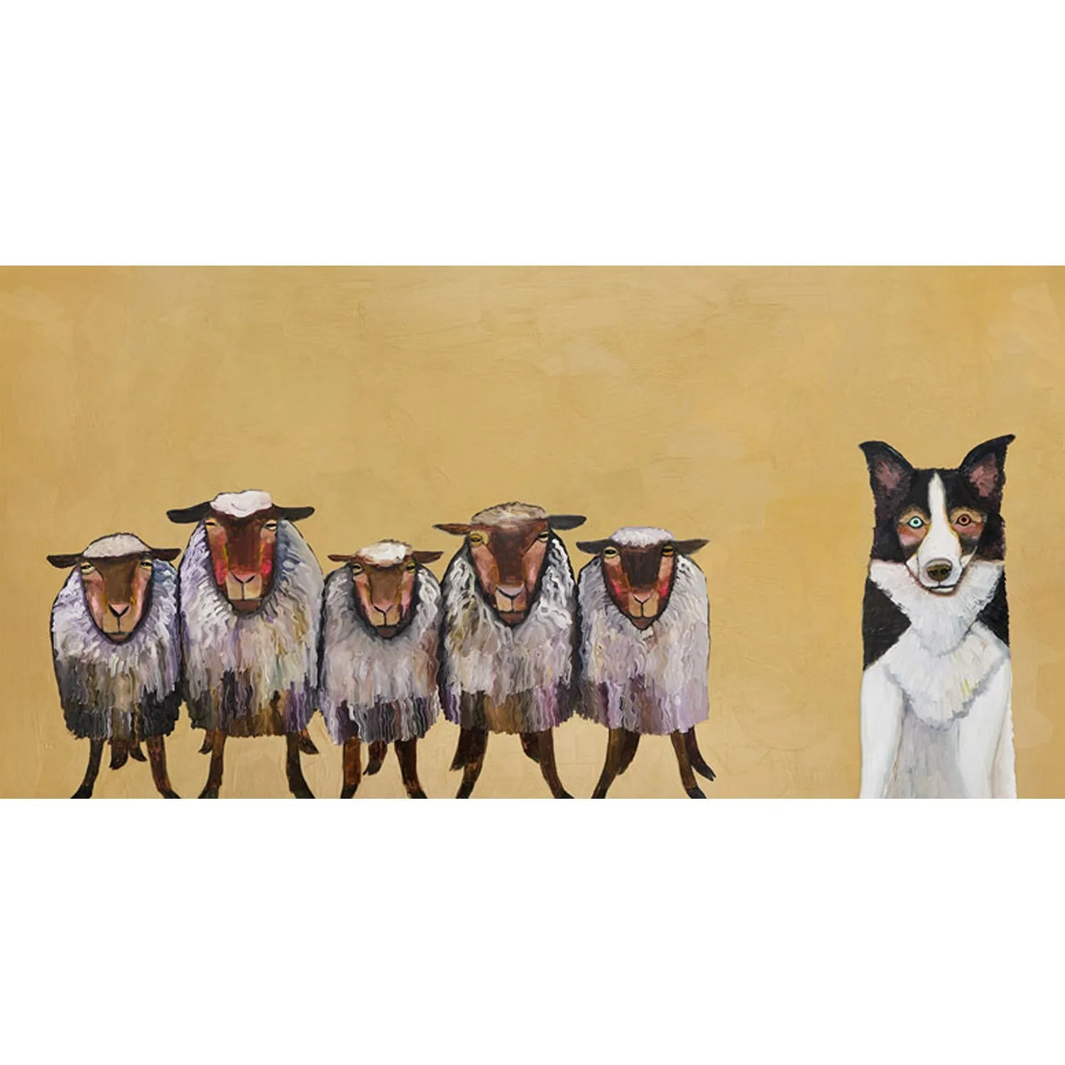 Border Collie and Crew Canvas Wall Art