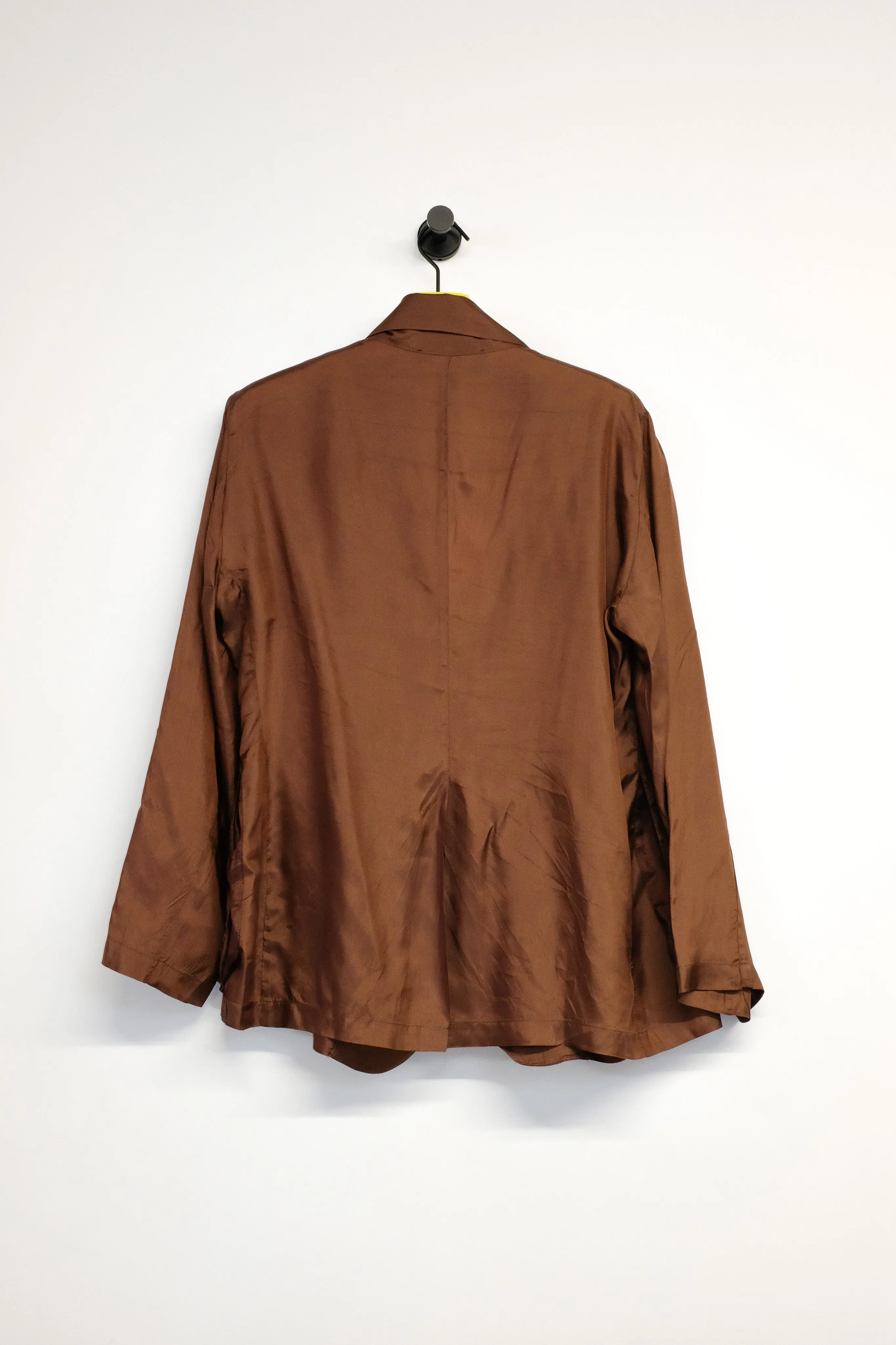 Brown Viscose Lining Cinched Sag Blazer