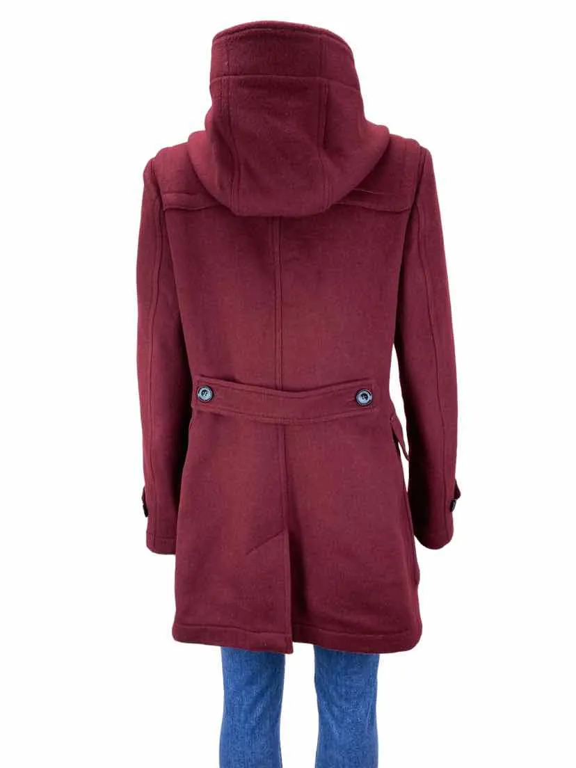 Burberry Brit, Women's Wool Toggle Coat, Wine, Size 10 (may run small)