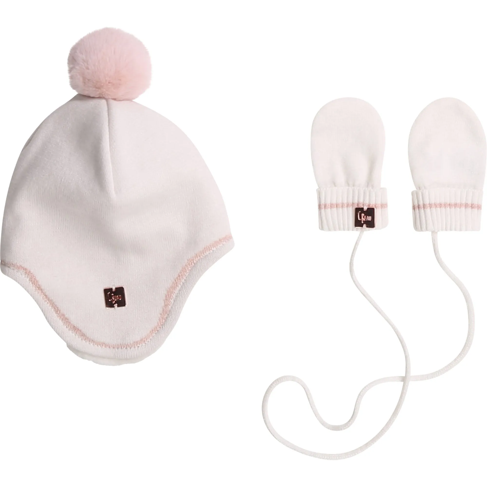 Carrement Beau Pull On Hat & Mittens Fall 2 Off White