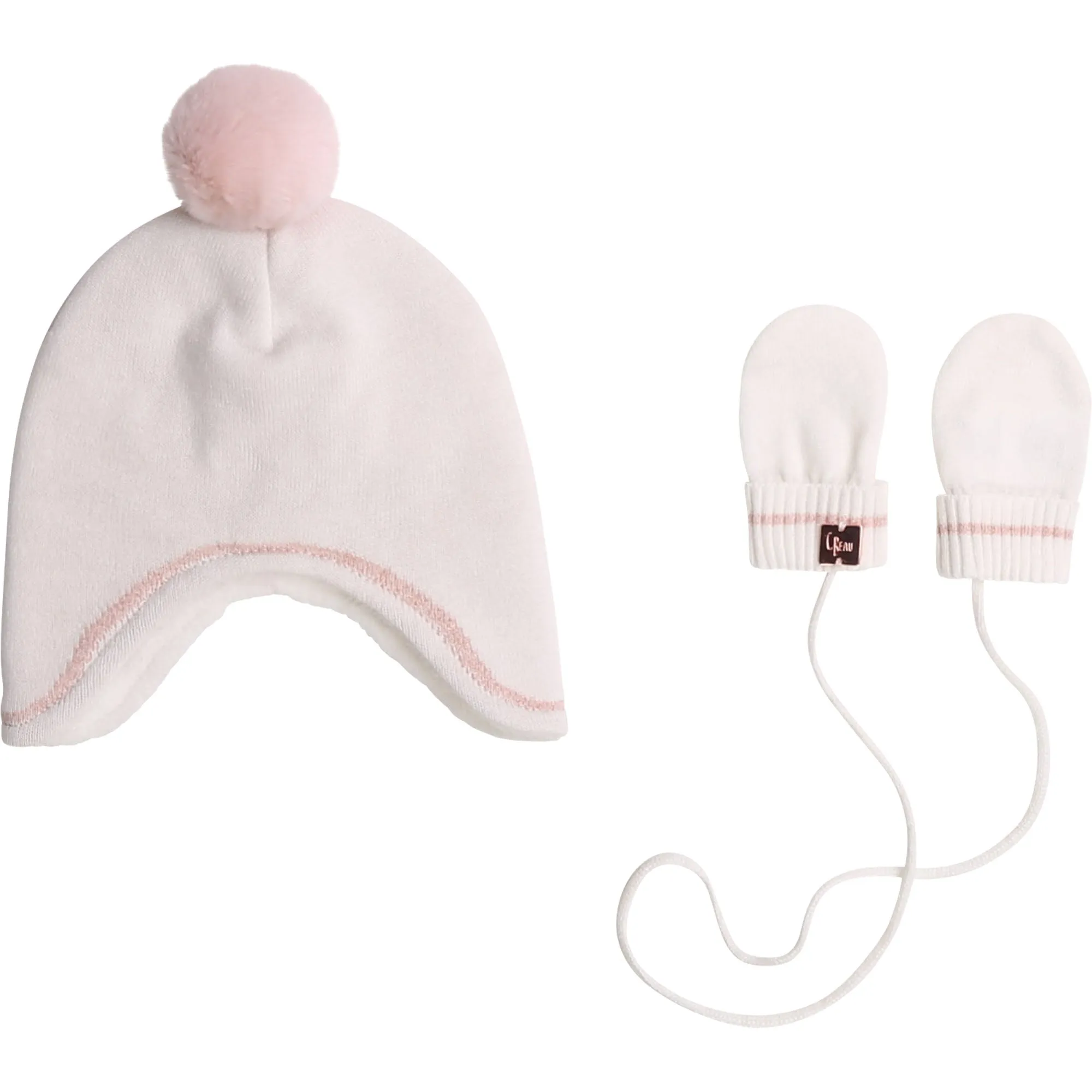 Carrement Beau Pull On Hat & Mittens Fall 2 Off White