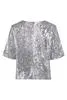 David Lerner - Drop Shoulder Crop Tee Silver Sequin