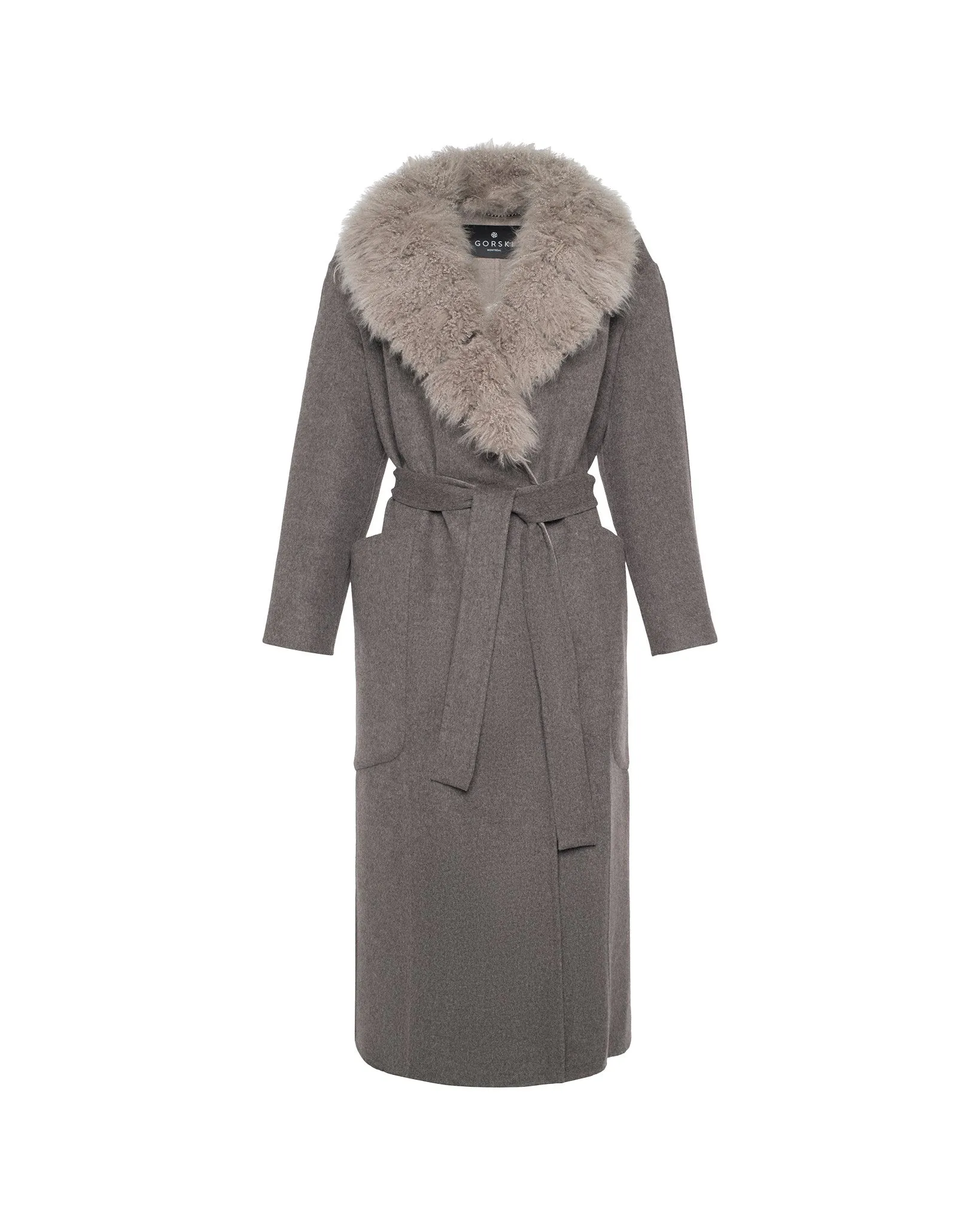 Double Face Loro Piana Cashmere & Wool Coat with Det. Select Cashmere Goat Collar, Belt