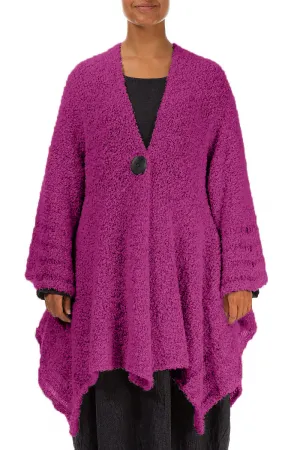 Flared Royal Fuchsia Alpaca Wool Cardigan