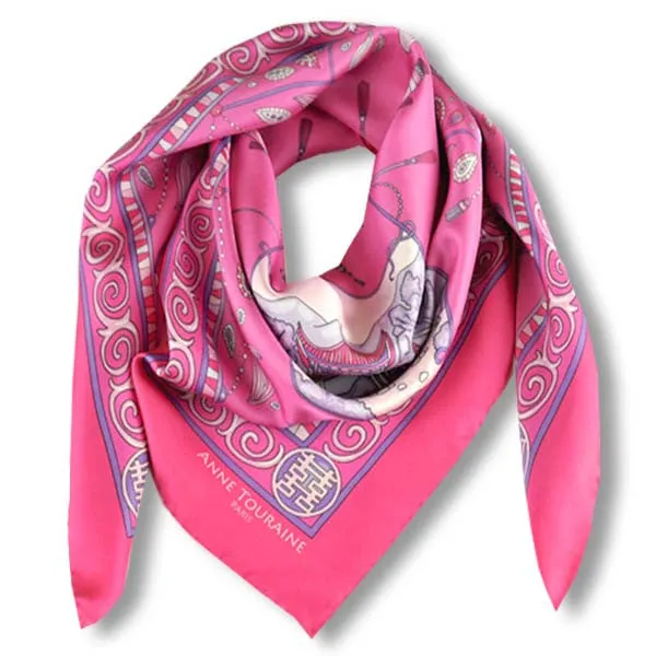 FRENCH SILK SCARF - SILK ROAD - Lotus Pink - 36x36"