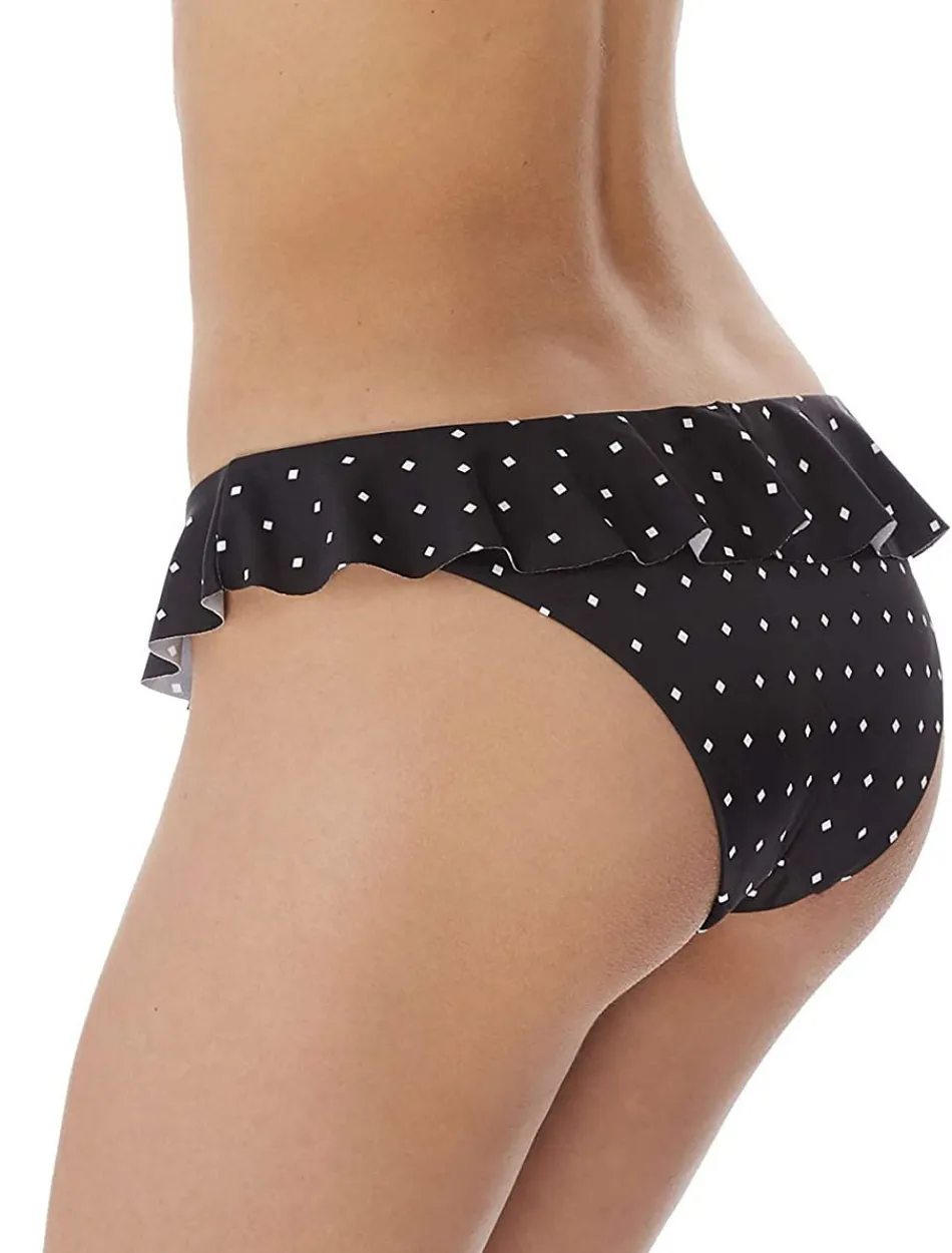 Freya Jewel Cove Italini With Frill Swim Bottom Black | Black Polka Dot Bikini Briefs