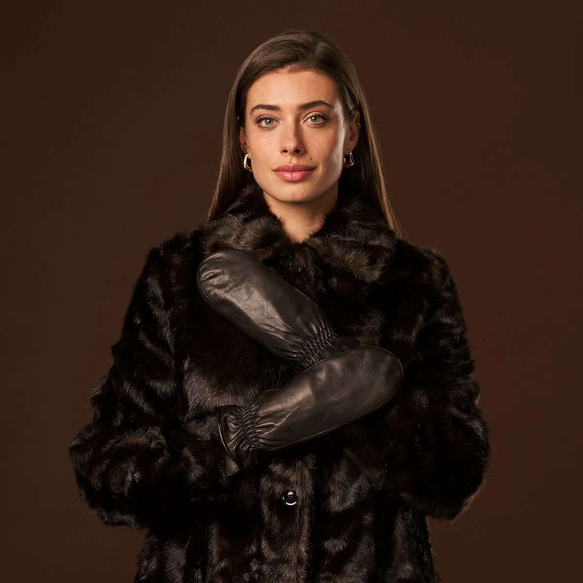 Gianetta (black) – Italian lambskin mittens with luxurious lambswool lining