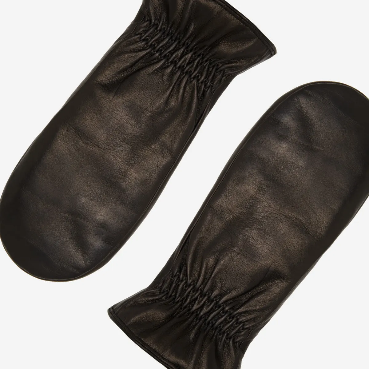 Gianetta (black) – Italian lambskin mittens with luxurious lambswool lining