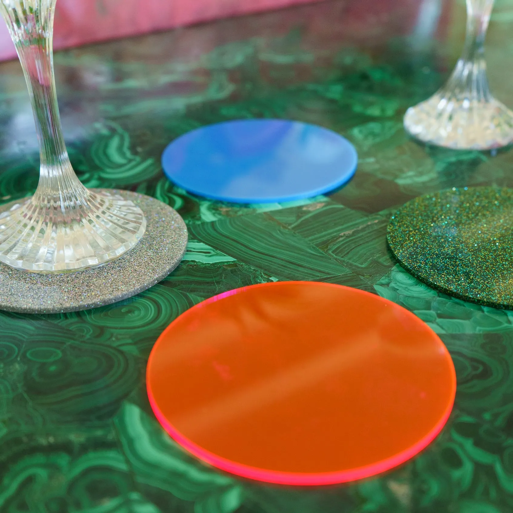 GLITTER RAINBOW LUNA SET OF 4 COASTERS