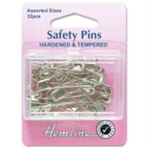 Hemline Assorted Saftey Pins (32pcs)