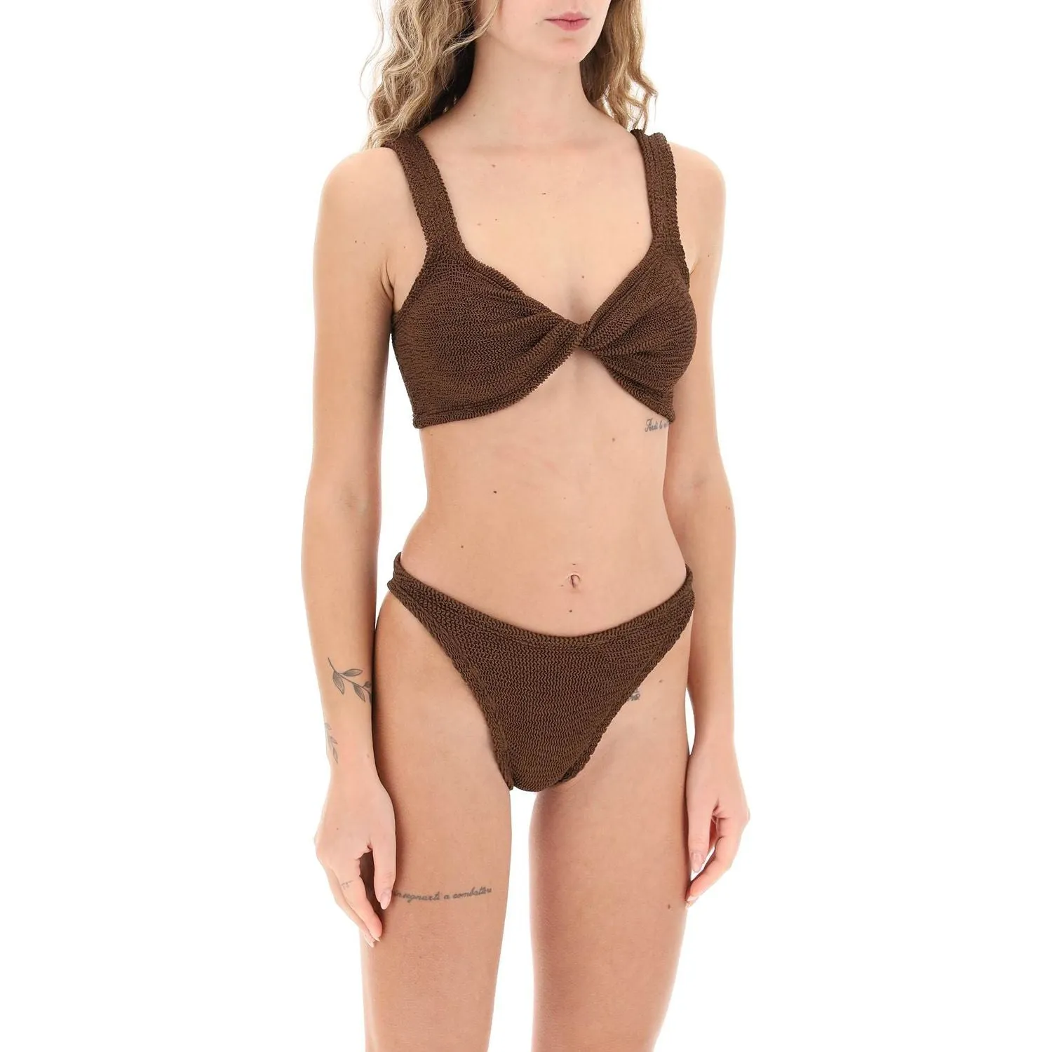 Hunza G. juno metallic-effect bikini set