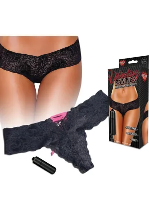 Hustler Toys Vibrating Panties Panty Vibe Lace Up Back Thong with Hidden Vibe Pocket