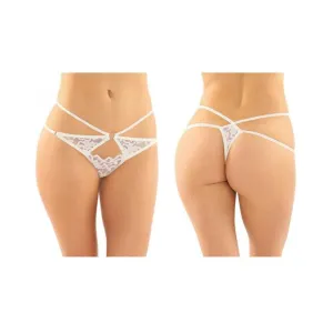 Jasmine Strappy Lace Thong With Front Keyhole Cutout 6-pack S/m White