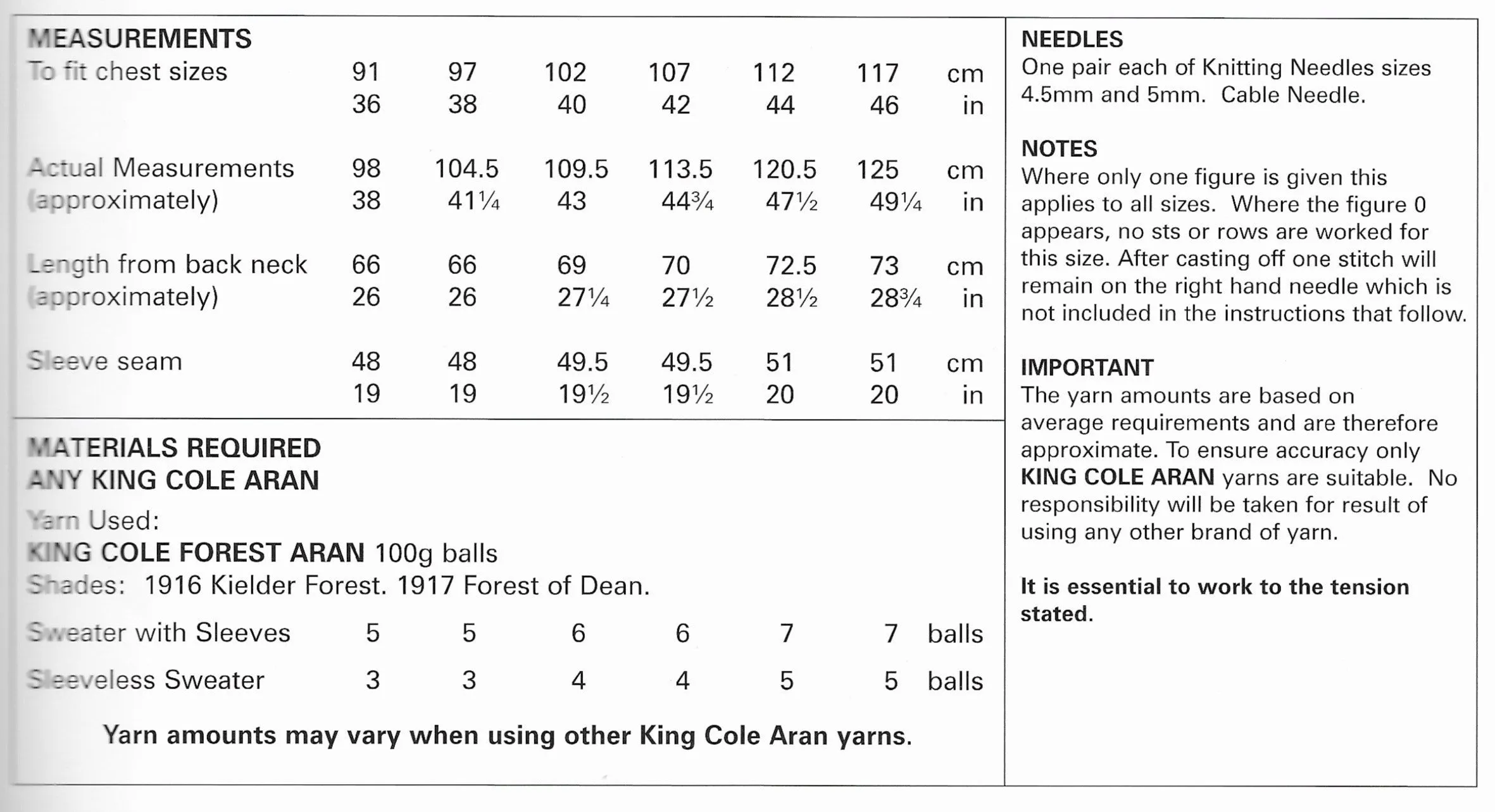 King Cole 5659 Sweaters & Sleeveless Sweater Knitting Pattern