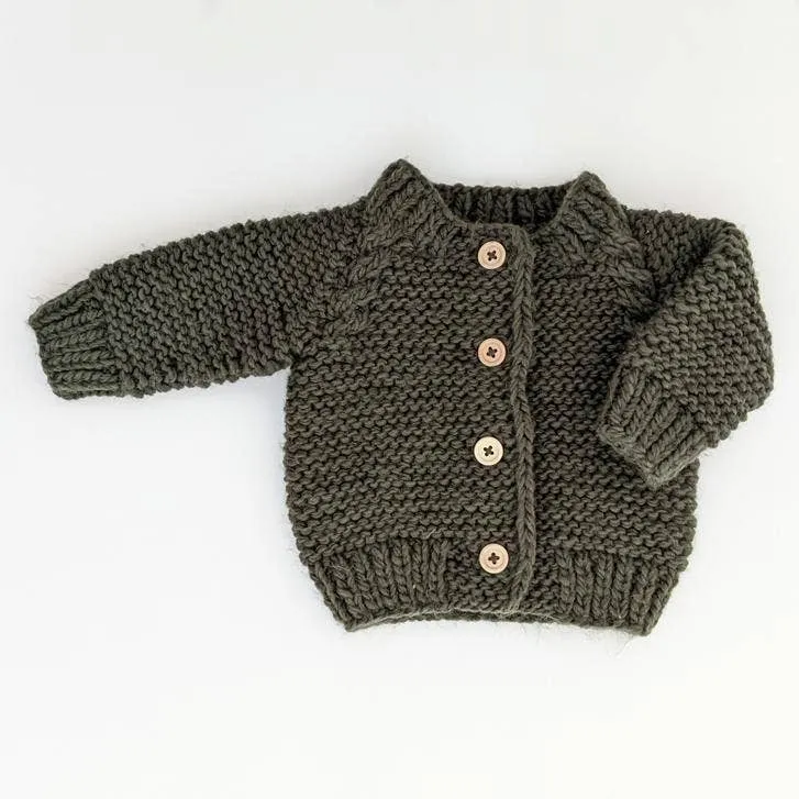 Loden Garter Stitch Cardigan Sweater: