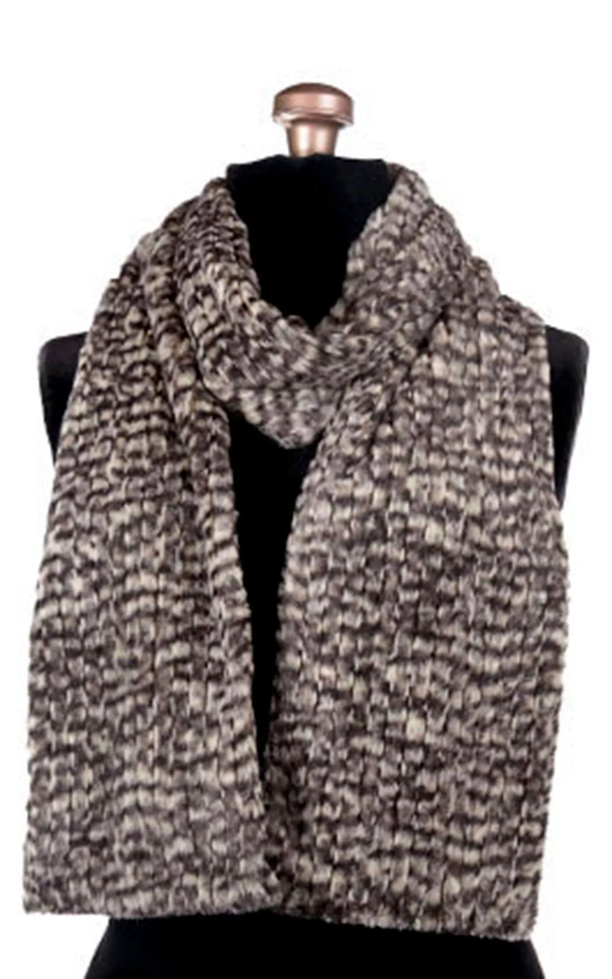 Men's Classic Scarf - Cobblestone in Brown/Cream Faux Fur (Only Standard Size Left!)