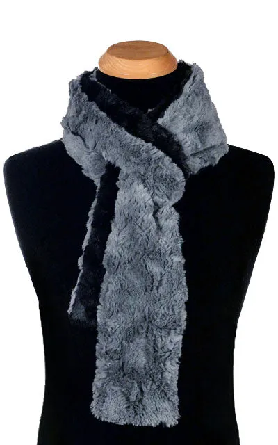 Men's Classic Scarf - Two-Tone, Cuddly Faux Fur Black Combinations