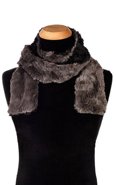 Men's Classic Scarf - Two-Tone, Cuddly Faux Fur Black Combinations