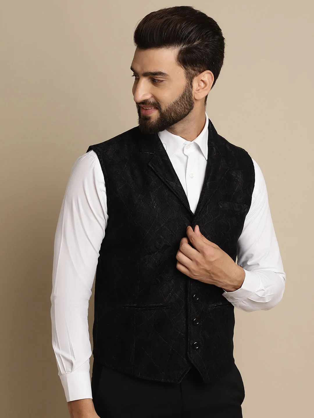 Men's Waistcoat With Notched Lapel - Even Apparels