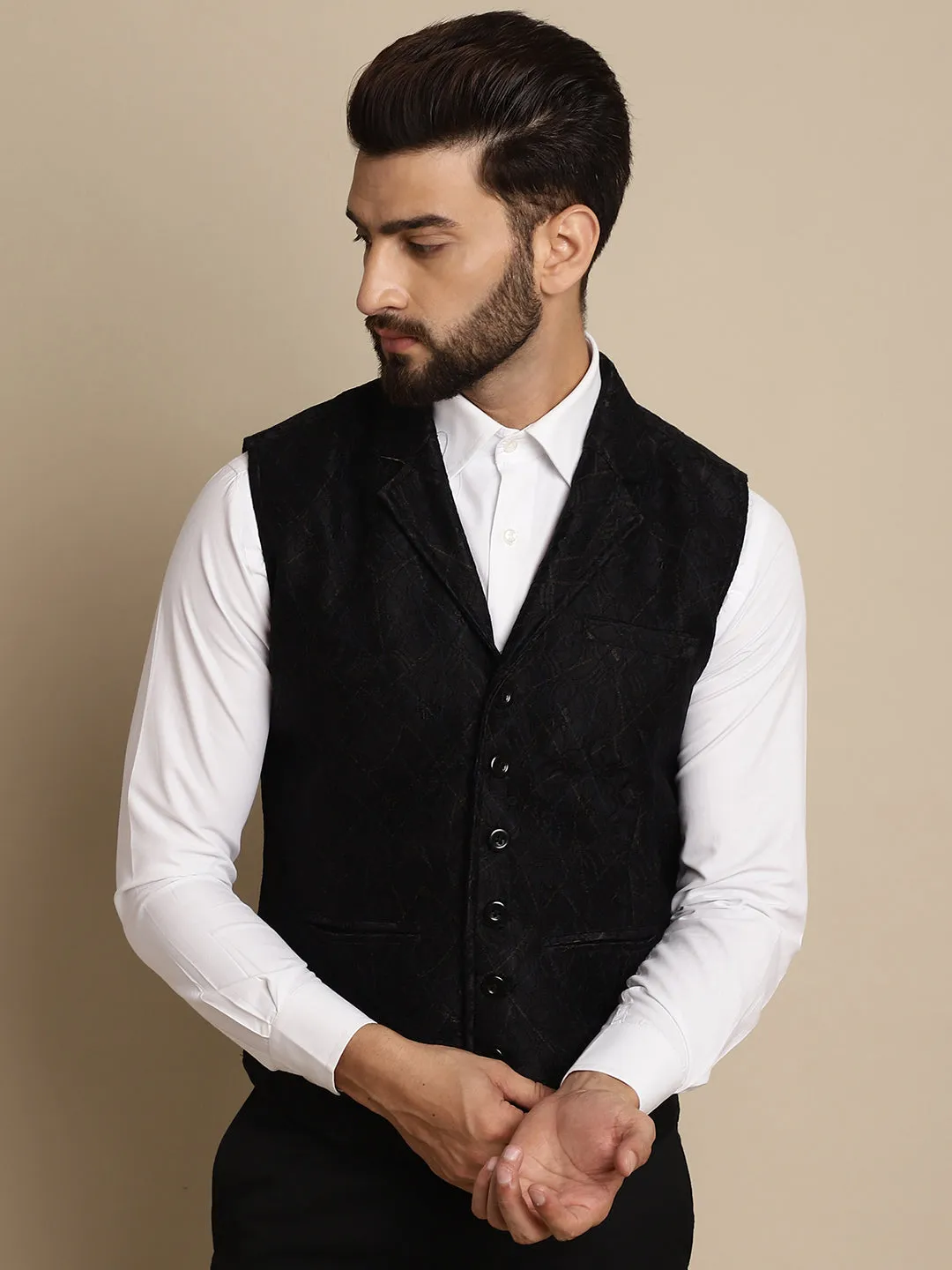 Men's Waistcoat With Notched Lapel - Even Apparels