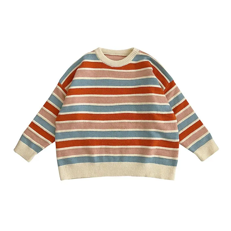 Multicolor Fashion Striped Knitted Pullover Sweaters