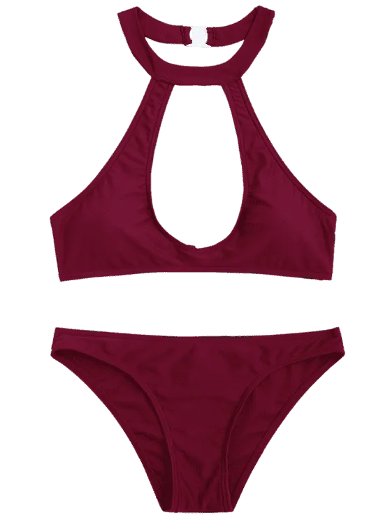 Pretty Cutout Halter Bikini Set