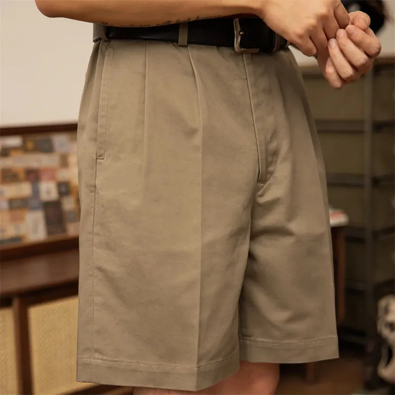 Retro Semi-Casual Men's Bermuda Shorts with Pleated Trousers