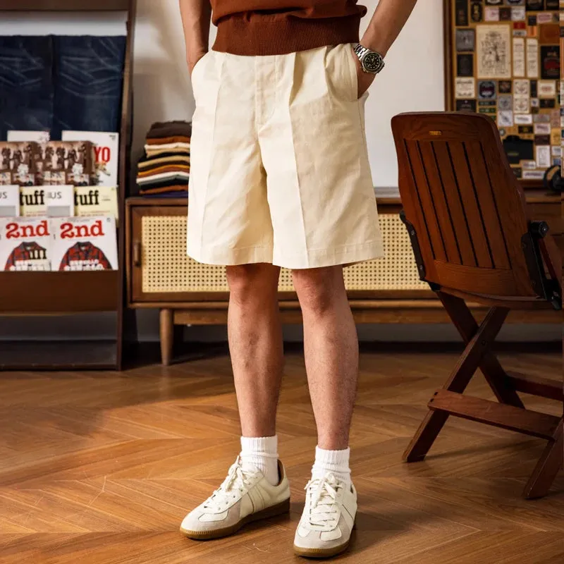 Retro Semi-Casual Men's Bermuda Shorts with Pleated Trousers