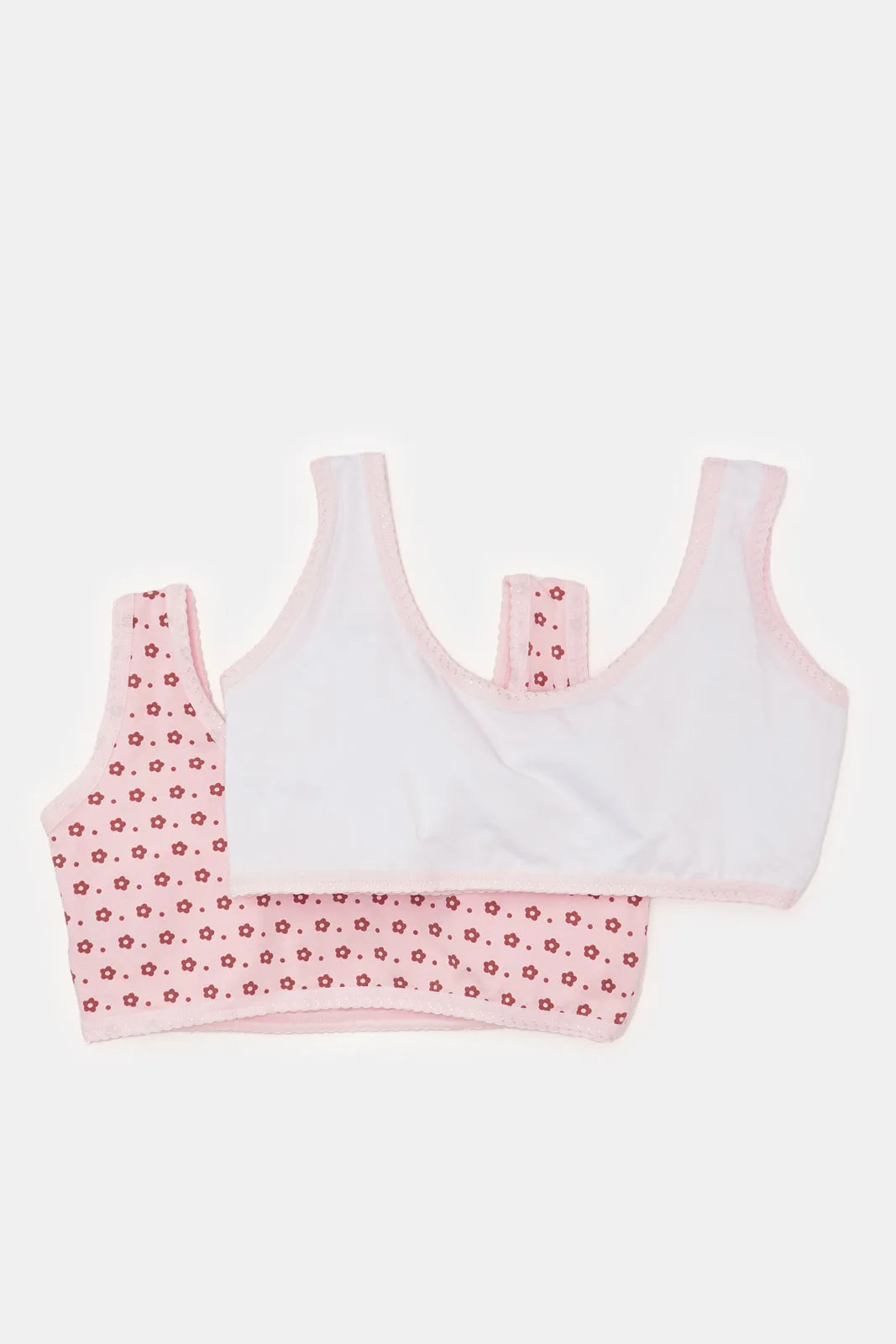 Senior Girls Pink And White Padded Bra Set (Pack Of 2)