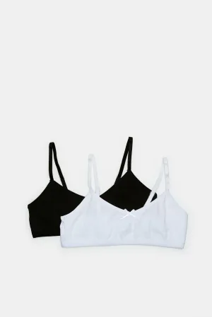 Senior Girls White And Black Soft Bra (2 Piece)