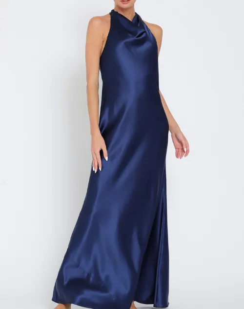 Serena Cowl Neck Satin Maxi Dress