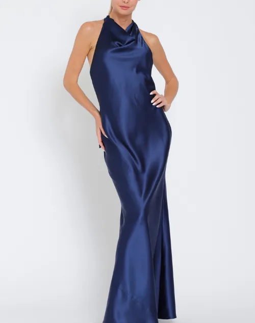 Serena Cowl Neck Satin Maxi Dress