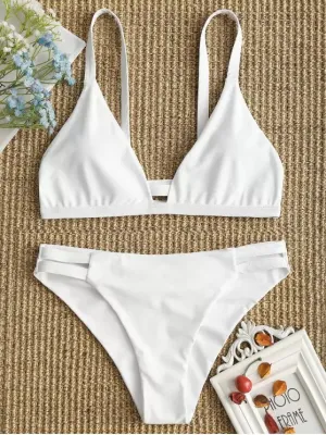 Sexy Ladder Cut Cami Ruched Bikini