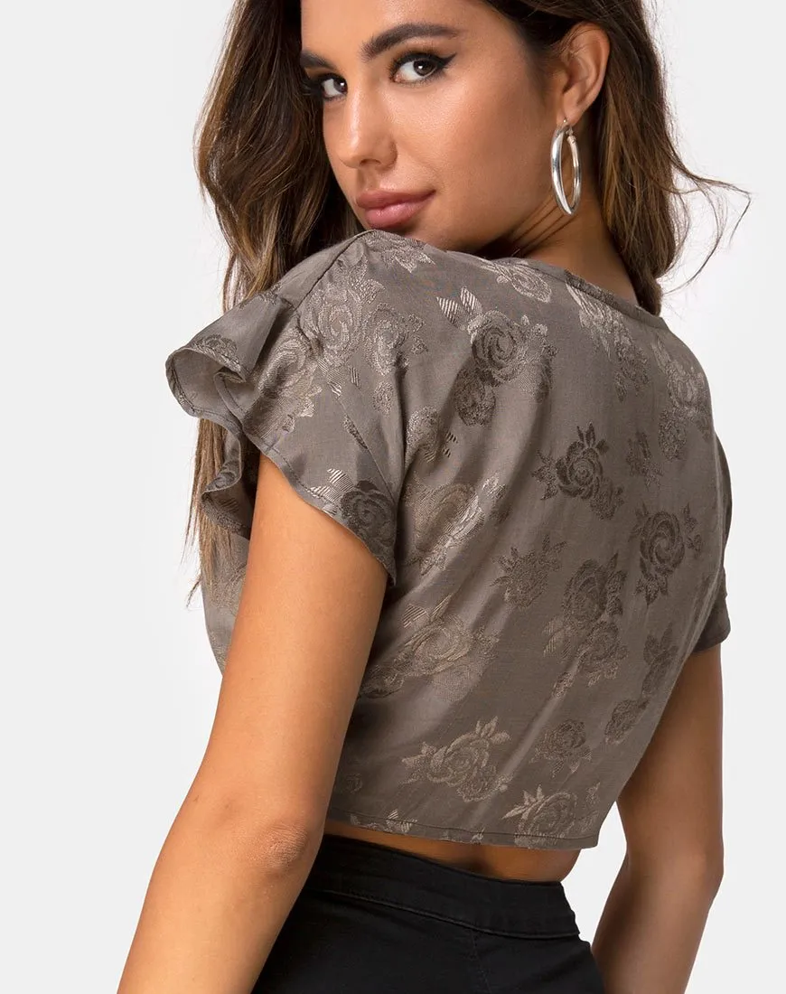 Shae Crop Top in Satin Rose Silver Grey