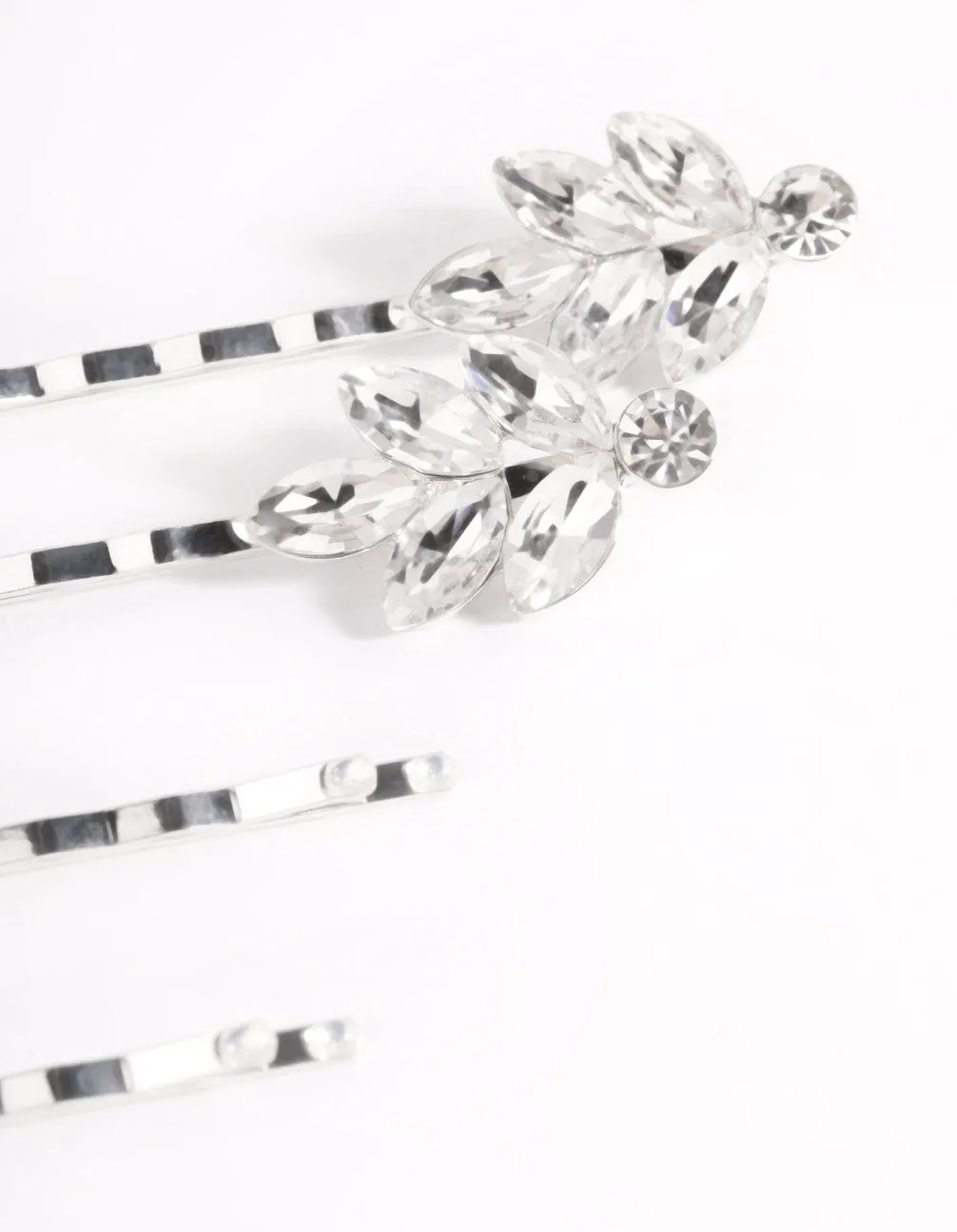 Silver Diamante Cluster Clips 4-Pack