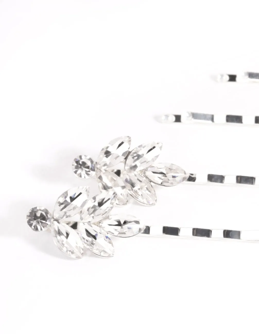 Silver Diamante Cluster Clips 4-Pack