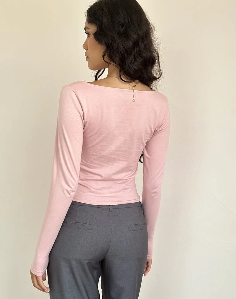 Sisil Long Sleeve Top In Pink Lady