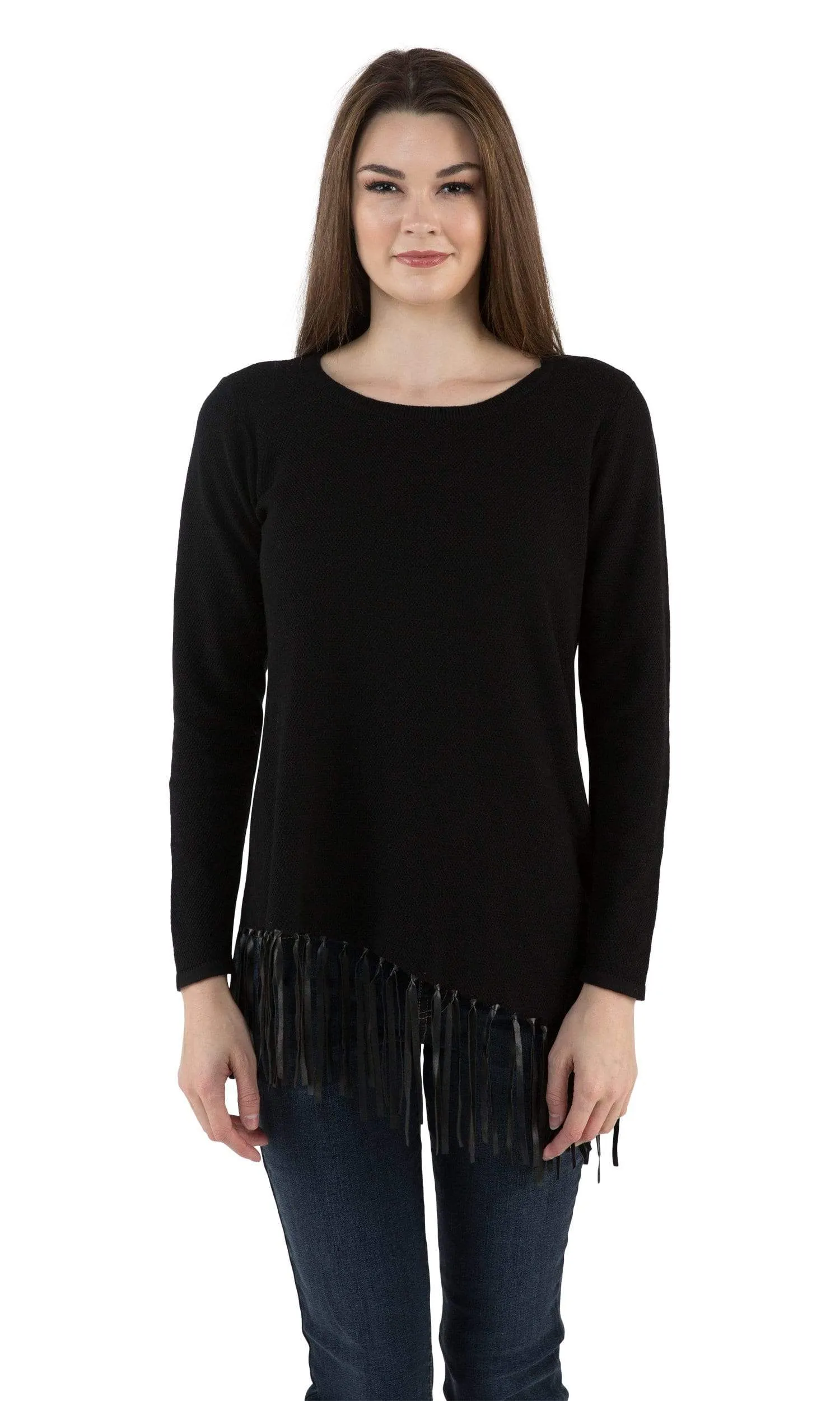 Sogi Asymmetric Hand Knitted Fringe Sweater