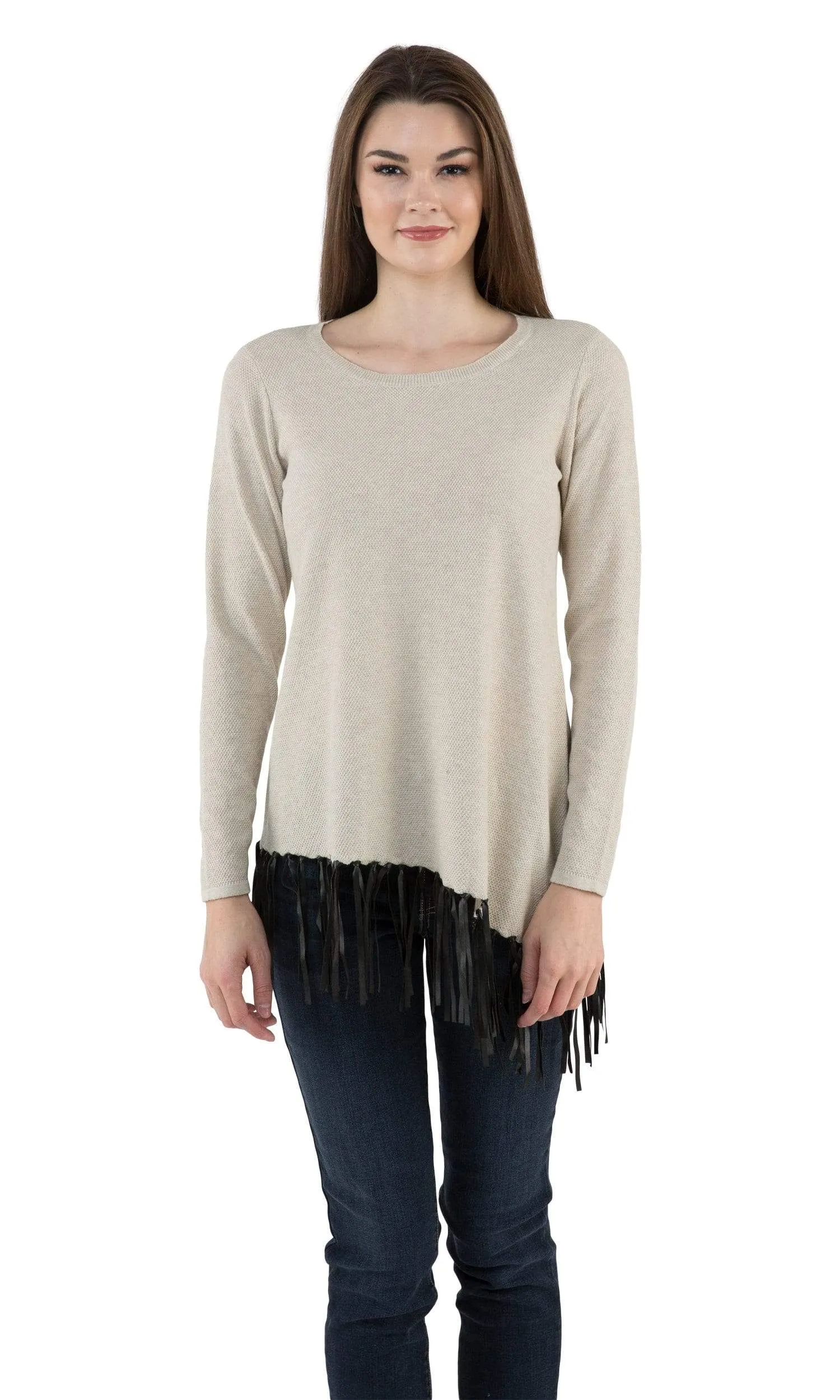 Sogi Asymmetric Hand Knitted Fringe Sweater